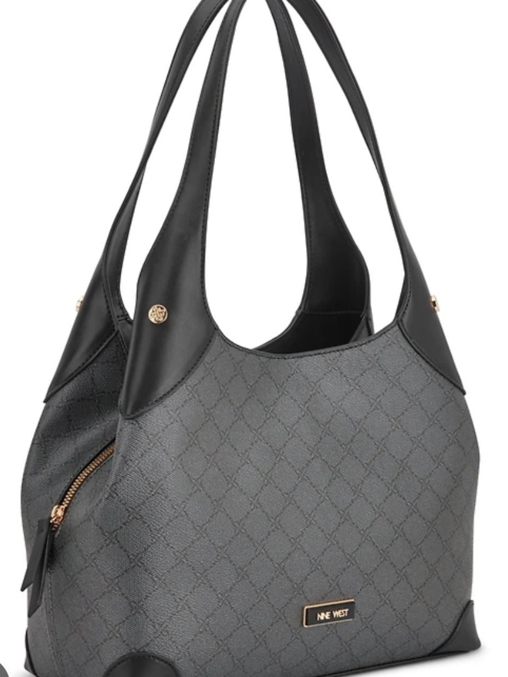 New With Tags Nine West Eamon Triple Compartment Shoulder Bag Black & Gray